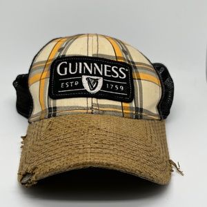 Distressed Guinness Est 1759 Unisex Cap Hat, Brown, Plaid, Strapback, Beer